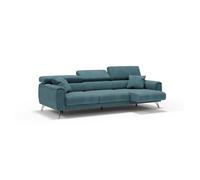 Caravaggio sofá de 3 plazas extensibles con reposacabezas ajustables en tejido impermeable 244 cm azul petróleo