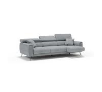 Caravaggio sofá de 3 plazas extensibles con reposacabezas ajustables en tejido impermeable 244 cm gris claro