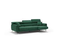 Caravaggio sofá de 3 plazas extensibles con reposacabezas ajustables en tejido impermeable 244 cm verde