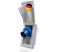 Carbest enchufe CEE 16A blanco - Rectangular, IP44, 240V, 3 polos, tapa abatible, conector de montaje para uso exterior, conector de alimentación, accesorio para autocaravana