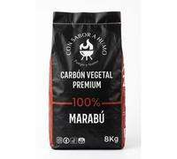 Carbón Vegetal 100% Marabú Premium - Alto Poder Calorífico, Sabor Ahumado, Bolsa de 8 kg - CON SABOR A HUMO FUEGO Y HUMO