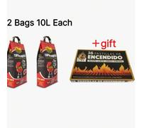 Carbón vegetal premium para barbacoa, 2 bolsas de 10 l cada una, carbón natural de larga duración y resistente al calor para cocinar a la parrilla al aire libre 2 Bags 10L Each