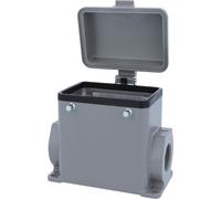 Carcasa alta HARTING Han, 32A, con una salida de cable lateral de 1xM25, para 2 terminales (en la parte superior) y con tapa protectora de plástico