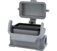 Carcasa base HARTING Han 10B, baja, con 1 salida lateral para cable M20, incluye 1 soporte longitudinal con tapa protectora de plástico - 1 unidad