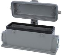 Carcasa base HARTING Han 24B, baja, con 1 salida lateral para cable M25, para 2 terminales de conexión (en la parte superior) con tapa protectora de metal