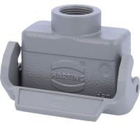Carcasa de conexión HARTING Han 10A, baja, con 1 salida de cable recta M20, con 1 soporte longitudinal, conexión roscada M20, rango de sujeción