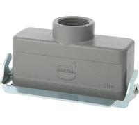 Carcasa de conexión HARTING Han 24B, baja, con salida de cable recta de 1xM32, con 1 soporte longitudinal, conector roscado M32 y rango de sujeción