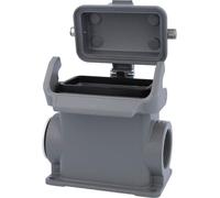 Carcasa para base Han 10B, alta, con 1 salida de cable lateral de tipo M32, equipada con 1 soporte longitudinal y tapa protectora de metal - 1 unidad