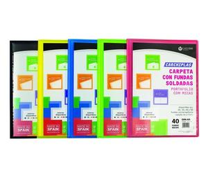 CARCHIPLAS Carpeta de Fundas Flexible Canguro A4 con 40 Fundas (Set de 10)