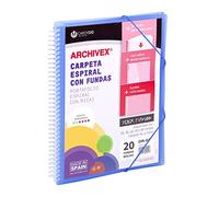 Carchivo -Carpeta personalizable de 40 fundas con espiral Archivex Star, color azul