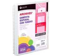 Carchivo - Carpeta personalizable de 40 fundas con espiral Archivex Star, color cristal
