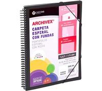 Carchivo - Carpeta personalizable de 40 fundas con espiral Archivex Star, color negro