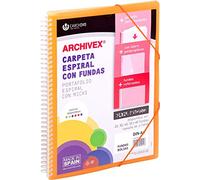 Carchivo - Carpeta personalizable de 40 fundas con espiral Archivex Star, naranja