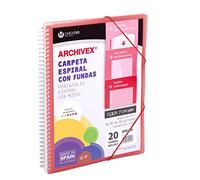 Carchivo -Carpeta personalizable de 40 fundas con espiral Archivex Star, rojo