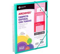 Carchivo - Carpeta personalizable de 40 fundas con espiral Archivex Star, verde agua