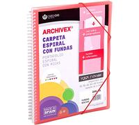 Carchivo - Carpeta personalizable de 60 fundas con espiral Archivex Star, color rojo