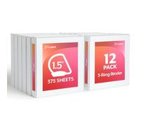 Cardinal, 90751, Carpetas de 3 anillas de 4 cm, anillas inclinadas en D, capacidad para 375 hojas, vista de presentación ClearVue, antiadherente, 12 unidades, Blanco