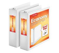 Cardinal Carpeta económica de 3 anillos, carpetas para escuela y oficina, duradera de 3 pulgadas, vista de presentación, color blanco, capacidad para 625 hojas, antiadherente, sin PVC, paquete de 2