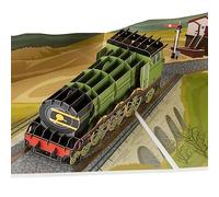 Cardology Tarjeta emergente de tren de vapor | Tarjeta de cumpleaños Flying Scotsman Train, tarjetas del día del padre, regalos de tren para hombres | Hecho a mano 15cm x 20cm