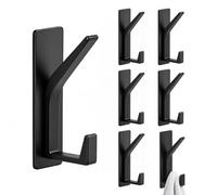 Carehabi 6 Piezas Ganchos Adhesivos para Pared, Resistentes 6kg, Sin Taladrar, Impermeable, Colgadores para Baño Cocina Abrigos, Perchas Adhesivas de Acero Inoxidable, Negro