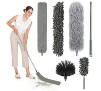 Carehabi Plumero Atrapapolvo 6 Piezas Plumero Telescopico Extensible Plumero Extensible Longitud Telescópica hasta 215cm para Techos Grietas Muebles