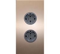 Caressi Enchufe de esquina 2ST220 - Enchufe de 2 enchufes para montaje vertical en una esquina, acero inoxidable cobre, 230 V