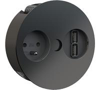 Cargador BACHMANN TWIST 1xUTE 1xUSB, color , RAL9005 30GE, con cable de 2 metros