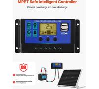 Cargador de mantenimiento solar de 50W y 12V, panel solar monocristalino con cargador de batería, con controlador MPPT mejorado y soporte ajustable, resistente al agua (IP65), ideal para coches, barco