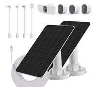 Cargador de panel solar para cámaras Arlo con 5 conectores de carga | Batería integrada de 4000 mAh. Compatible con cámaras de reflector inalámbricas Arlo Pro 6/6XL, 5S/4/3/2, Essential, Ultra