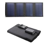 Cargador Solar Plegable de 10 W para Móviles, Portátil, Negro | Panel USB para Exteriores, Tela Oxford, 5.5v/1.2a y 5v/2a Máx. , Uso al Aire Libre