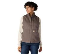 Carhartt Chaleco utilitario en lona de algodón con efecto desgastado Sherpa Lined, cuello perkins, Relaxed Fit Para Mujer, Gris topo, M