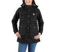 Carhartt Chaqueta de mujer de corte relajado - Chaqueta de algodón aislada con capucha desmontable, Negro , S