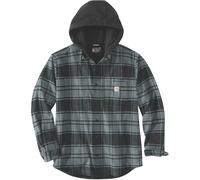 Carhartt Flannel Fleece Lined Hooded Camisa, gris oscuro, Talla S