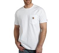 Carhartt Force-Camiseta de Manga Corta con Bolsillo y Ajuste Relajado Camisa de utilidades de Trabajo, Blanco, M para Hombre