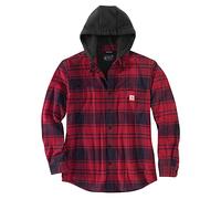 Carhartt Flannel Fleece Lined Hooded Camisa, rojo, Talla XXL