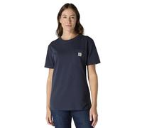 Carhartt K87 Camiseta De Manga Corta Con Bolsillo, Ajuste Holgado, Tejido Grueso Mujer, Azul Marino, L