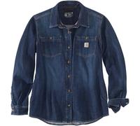 Carhartt Midweight Denim Camisa de dama, Azul, Talla L