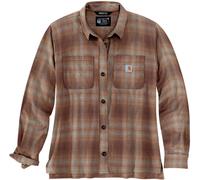 Carhartt Midweight Flannel Camisa de dama, Marrón/blanco, Talla L