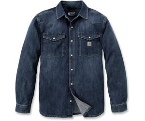 Carhartt Montana Relaxed Fit Denim Long-Sleeve Snap Front Camisa, azul oscuro, Talla L