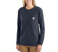 Carhartt Pocket T-shirt de manga larga, Loose Fit, tejido grueso Para Mujer, Azul marino, XS