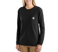 Carhartt Pocket T-shirt de manga larga, Loose Fit, tejido grueso Para Mujer, Negro, XS