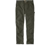 Carhartt Relaxed Straight Rugged Flex Duck Double-Front Dungaree Pantalones, Oliva Oscuro, Talla 32/32