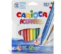 Carioca A53321012 - Pack de 12 rotuladores, Multicolor， Carioca Acquarell, Rotulador con Punta Pincel con Tinta Lavable, Material Escolar,