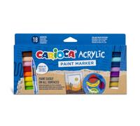 Carioca acrylic pack de 18 marcadores de pintura acrilica - punta pincel - tinta a base de agua - alta cobertura - colores surtidos