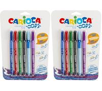 Carioca Bolígrafos borrables Oops Colores Surtidos | Caja de 6 Bolígrafos Borrables Recargables con Tinta Termosensible | Para el Colegio, Universidad y Oficina | Punta de Ø 0,7 mm | 6 piezas