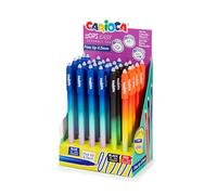 Carioca Bolígrafos borrables Oops Easy Colores Primarios | Display de 30 Bolígrafos Borrables con Tinta Termosensible | Aspecto colores degradados | Punta de Ø 0,7 mm | 30 piezas