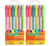 Carioca Bolígrafos del Gel Neón | Caja de 6 Bolígrafos de Gel Fiorella colores Neón | Para el Colegio, Universidad y Oficina | Punta de Ø 0,1 mm | 6 piezas (Paquete de 2)