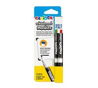 Carioca Fine - Pack de 2 rotuladores borrables para pizarra blanca, color negro