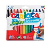 Carioca jumbo pack de 12 rotuladores - cuerpo octogonal maxi - tinta superlavable - punta maxi 6mm bloqueada - tapa ventilada - color varios