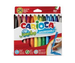 Carioca jumbo pack de 24 rotuladores - cuerpo octogonal maxi - tinta superlavable - punta maxi 6mm bloqueada - tapa ventilada - color varios